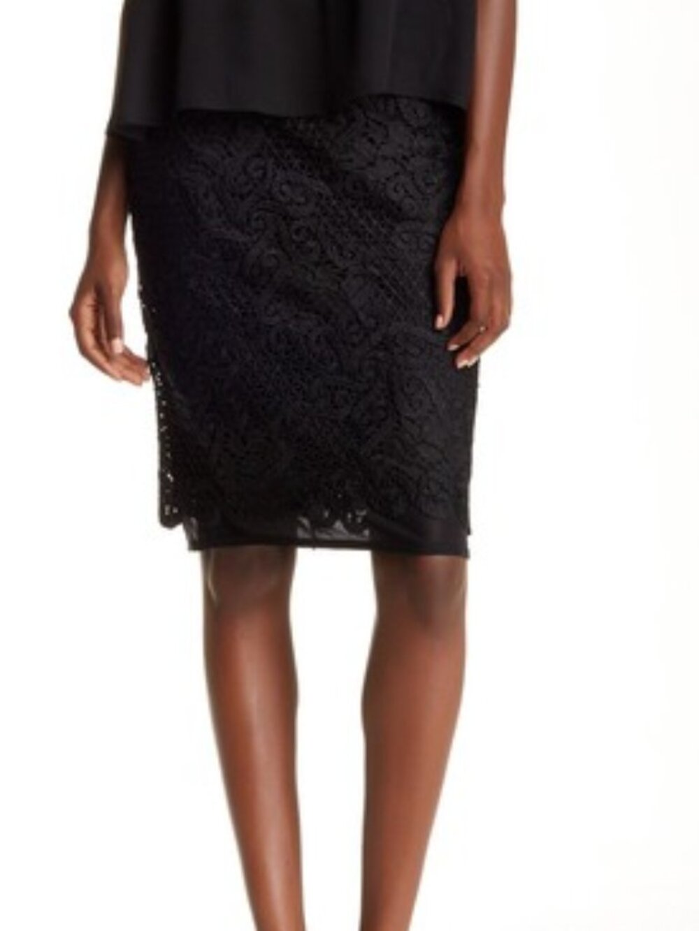 Yoana Baraschi Celestial Garden Lace Pencil Skirt Black NWT Size 8 Lined Floral